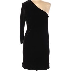 Theory Birkita black velvet 1 shoulder dress 8 Medium M New NWT